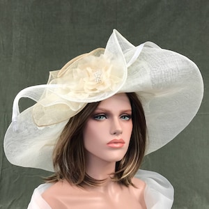 White-Ivory Zephyr Hat. Women&#39;s wedding - ceremony hat.