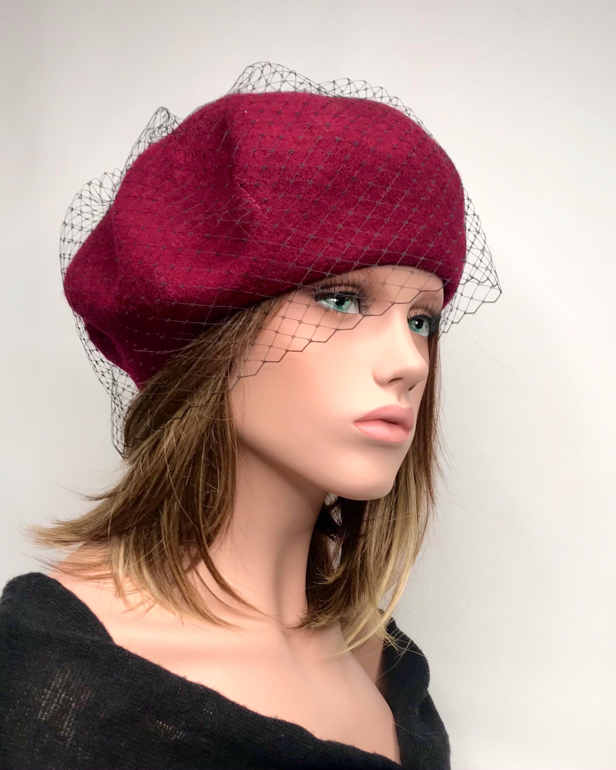 Paris burgundy woman beret. Paris beret. Wool beret. Winter | Etsy
