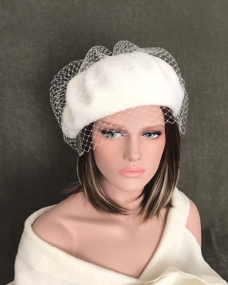 Ivory Paris Beret. Women's Hat. Winter Hat. Wedding Hat. Ceremony Hat