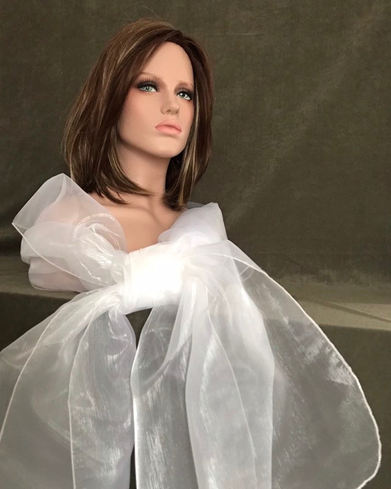 cocktail Large stole 250x75cm ceremony Wedding Star Christmas White stole in organza party year-end party.