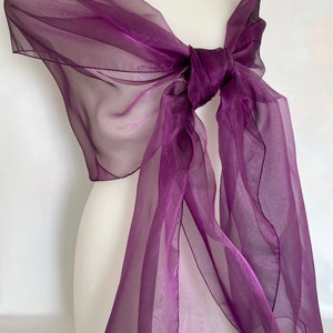 Purple organza stole. Organza shawl. Stole 250x75cm. Star wedding, ceremony, cocktail. Christmas, evening, end of year party. Scarf. image 3