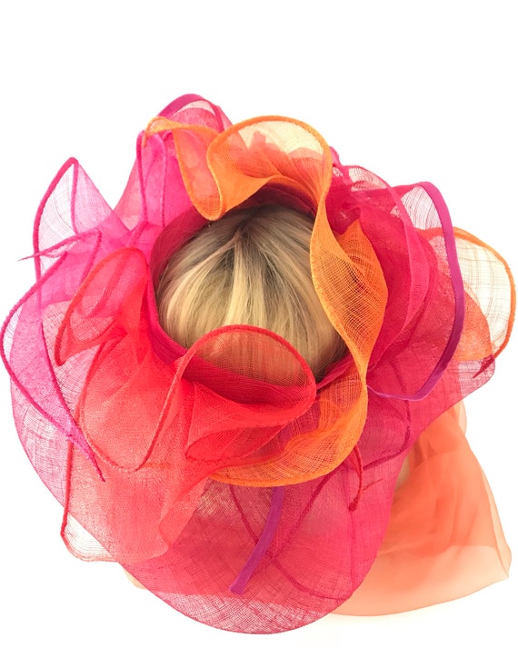 Chic Pink and Orange Women\'s Hat Chic Classy Coastal Pink & Orange Floppy Sun Hat – Chic  main image 3
