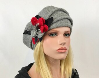 Gray Marion hat. Women's hat. Boiled wool beret. Winter hat.