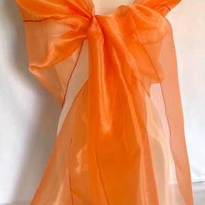 Etole organza Orange. Châle , écharpe . Grande étole 250x75cm. Étole mariage, cérémonie, cocktail. Noel, soirée , fête de fin d'année. image 1