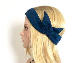 Bandeau cheveux Capri Bleu Marine . Bandeau femme . Accessoires cheveux . Accessoires coiffure . Bandeau à torsader . Headband twisted .