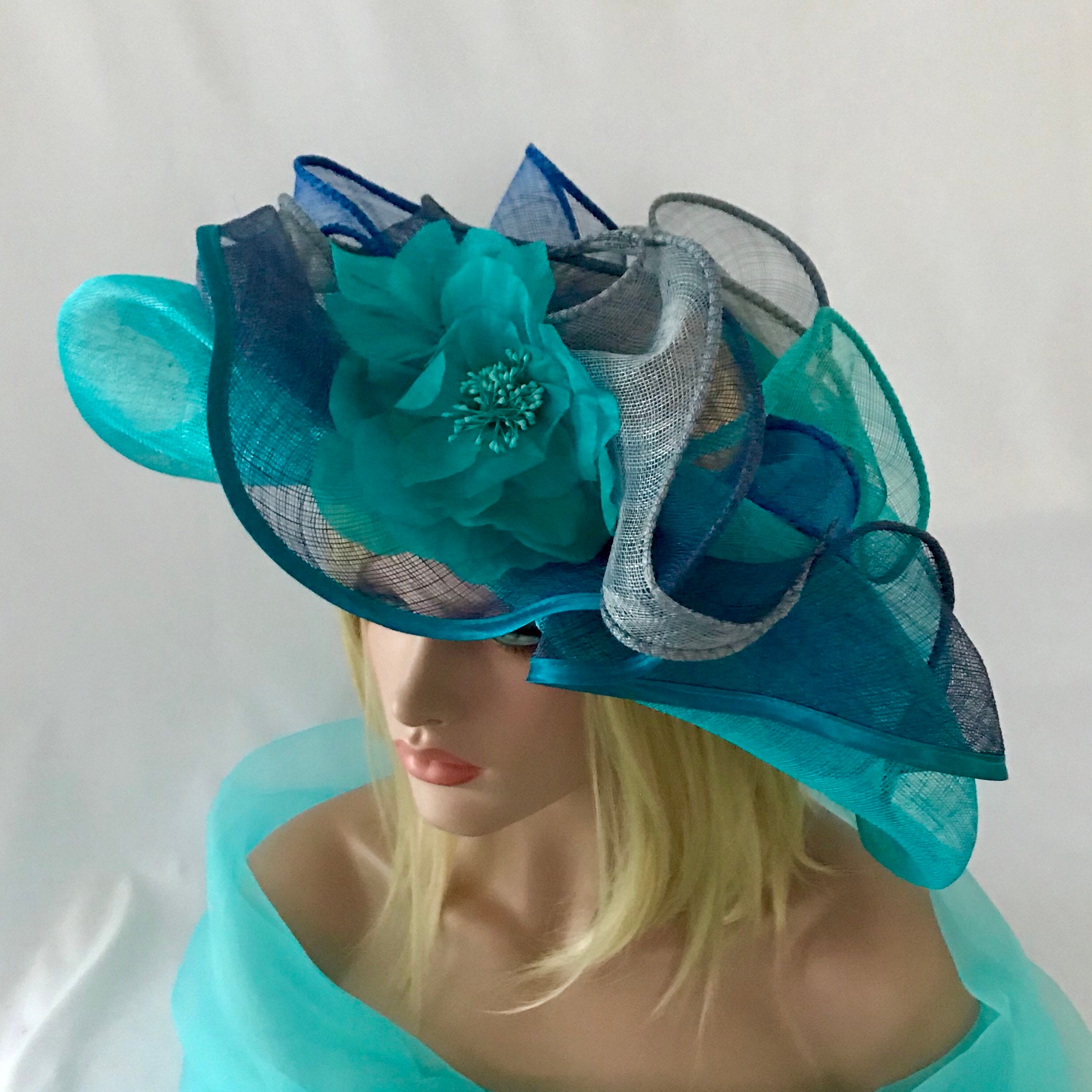 Women's Hat. Turquoise Zephyr Hat. Wedding Hat. Ceremony - Etsy