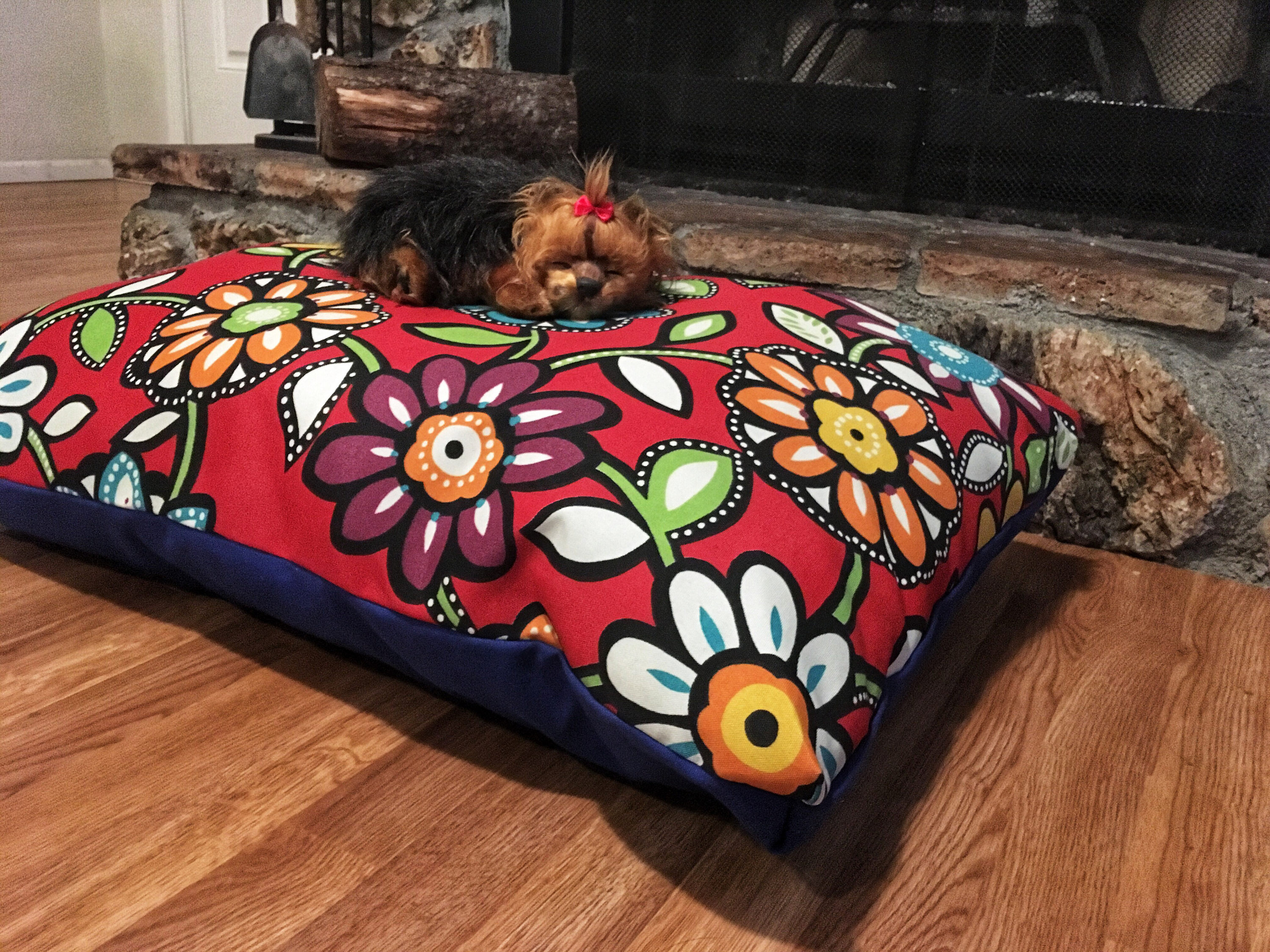Medium Cozy Crate Cushion Red Flower Dog Bed Kennel Etsy