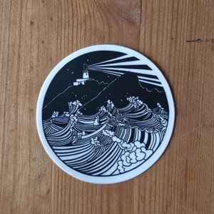 Pegatina de faro tormentoso