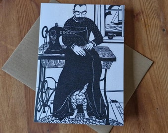 Singer sewing machine greetings card
