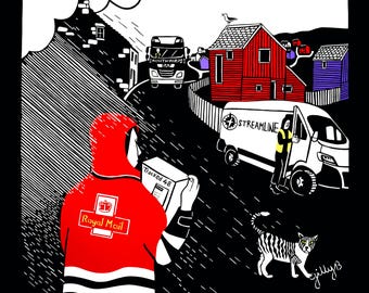 Postie and delivery folk. Digital Print