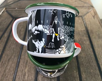 River swimmers enamel mug.