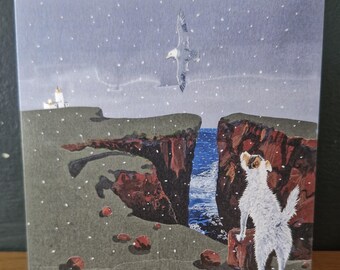 Colourful collage card of a dog on a favourite walk
