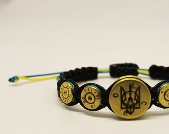 Unique Ammo Casing Jewelry with Ukraine Symbol Bracelet Gift For Men In a Wax-Sealed Envelope