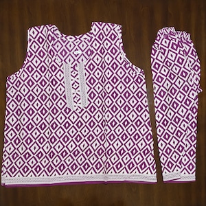 Women Cotton Sleepwear Pajama Set 3X Women Plus Size Pajama Set 2PC Handmade Pure Cotton Summer Sleepwear Sleeveless Top & 3/4 Pajamas Pants
