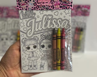 Personalized Glam Doll Coloring Party Favor Kit with Crayons (INCLUDED)