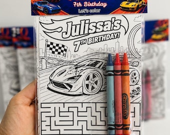 Personalized Car Coloring Party Favor Kit with Crayons (INCLUDED)