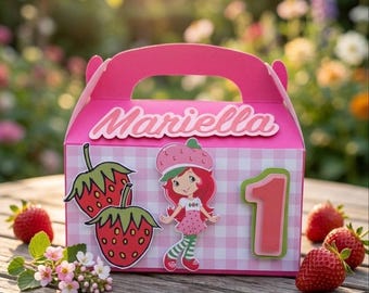 Strawberry Shortcake Party Favor Box Personalized Kids Birthday Favor