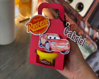 Race Car Birthday Party Favor Box with Mini Play Dough | Personalized Kids Birthday Treat Box
