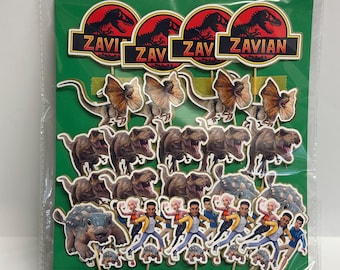 Personalized Dinosaur Cupcake Toppers 24count