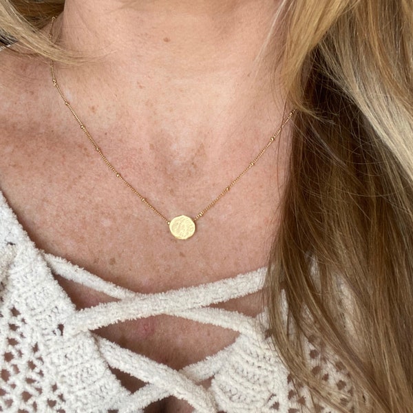 Round bead necklace / gold - silver necklace / circle necklace / simple necklace / geometric necklace / everyday necklace / layer necklace
