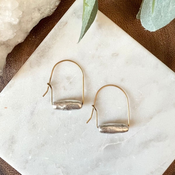 Bead wire earrings / gold - silver / geometric earrings / metal bead earrings / simple earrings / minimalist earrings / classic earrings