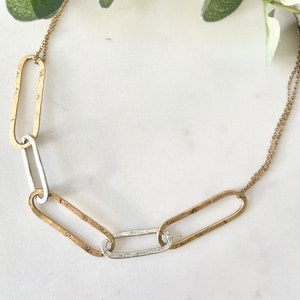 Big links chain necklace / gold - silver / oval links necklace /  chunky chain necklace /  mixed metal necklace / handmade jewelry