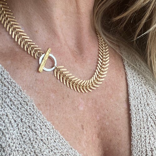 Matte Gold Fishbone Necklace / Fishbone 