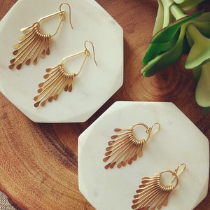 Metal fringe earrings / teardrop earrings / circle earrings / gold - silver earrings / statement earrings / boho earrings