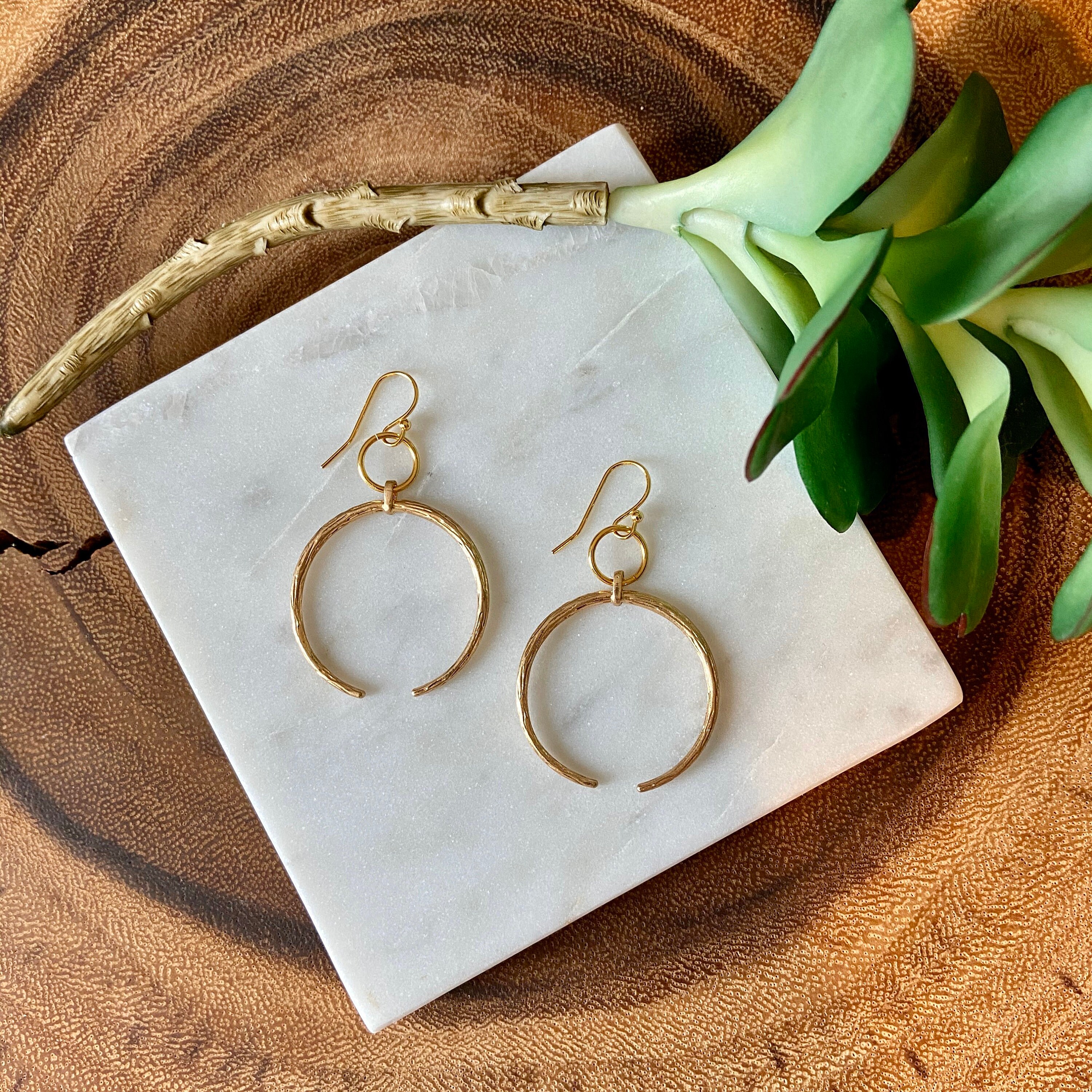 Crescent Moon Earrings, Moon Earrings, Double Horn Earrings