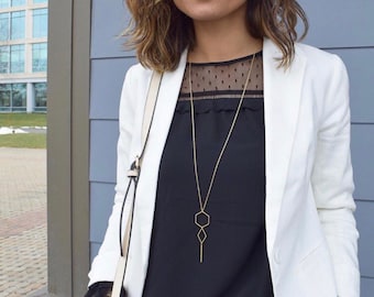Geometrische Hexagon Anhänger Halskette - Minimalistischer Layering Schmuck