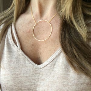 Large circle necklace / gold - silver / geometric necklace / statement necklace / delicate necklace / layering necklace