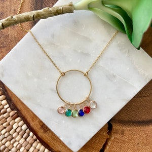 Mothers necklace / Grandmothers necklace / birthstone necklace /gold necklace / Mothers Day gift / circle necklace / delicate necklace image 1