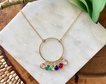 Mother’s necklace / Grandmother’s necklace / birthstone necklace /gold necklace / Mother’s Day gift / circle necklace / delicate necklace