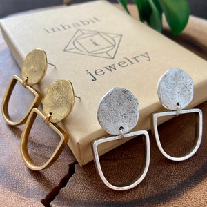 Door knocker earrings / modern architectural  earrings/ gold earrings / geometric earrings /  half circle earrings / statement earrings