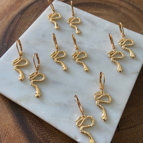 Gold Serpent Earrings Snake Earrings Gold Earrings Modern
