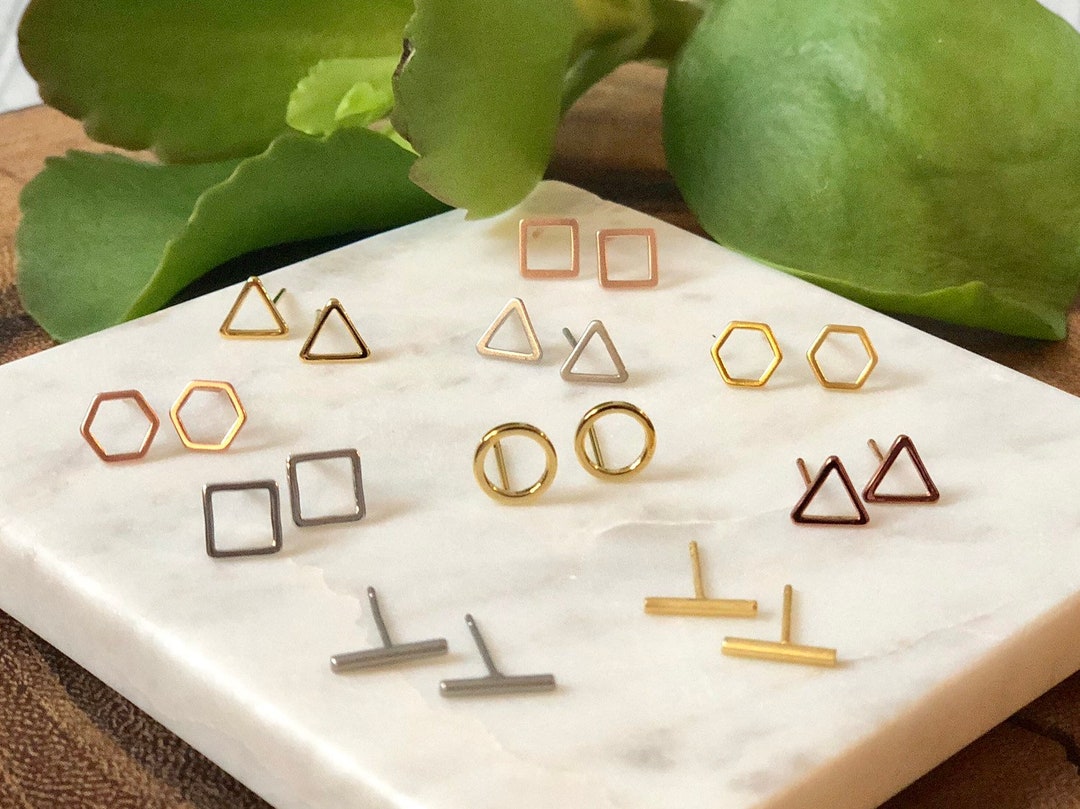 Geometric Earrings / Stud Earrings / Minimalist Earrings / Delicate ...