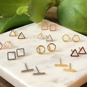Geometric earrings / stud earrings / minimalist earrings / delicate earrings / gold earrings / silver earrings / rose gold earrings / gift