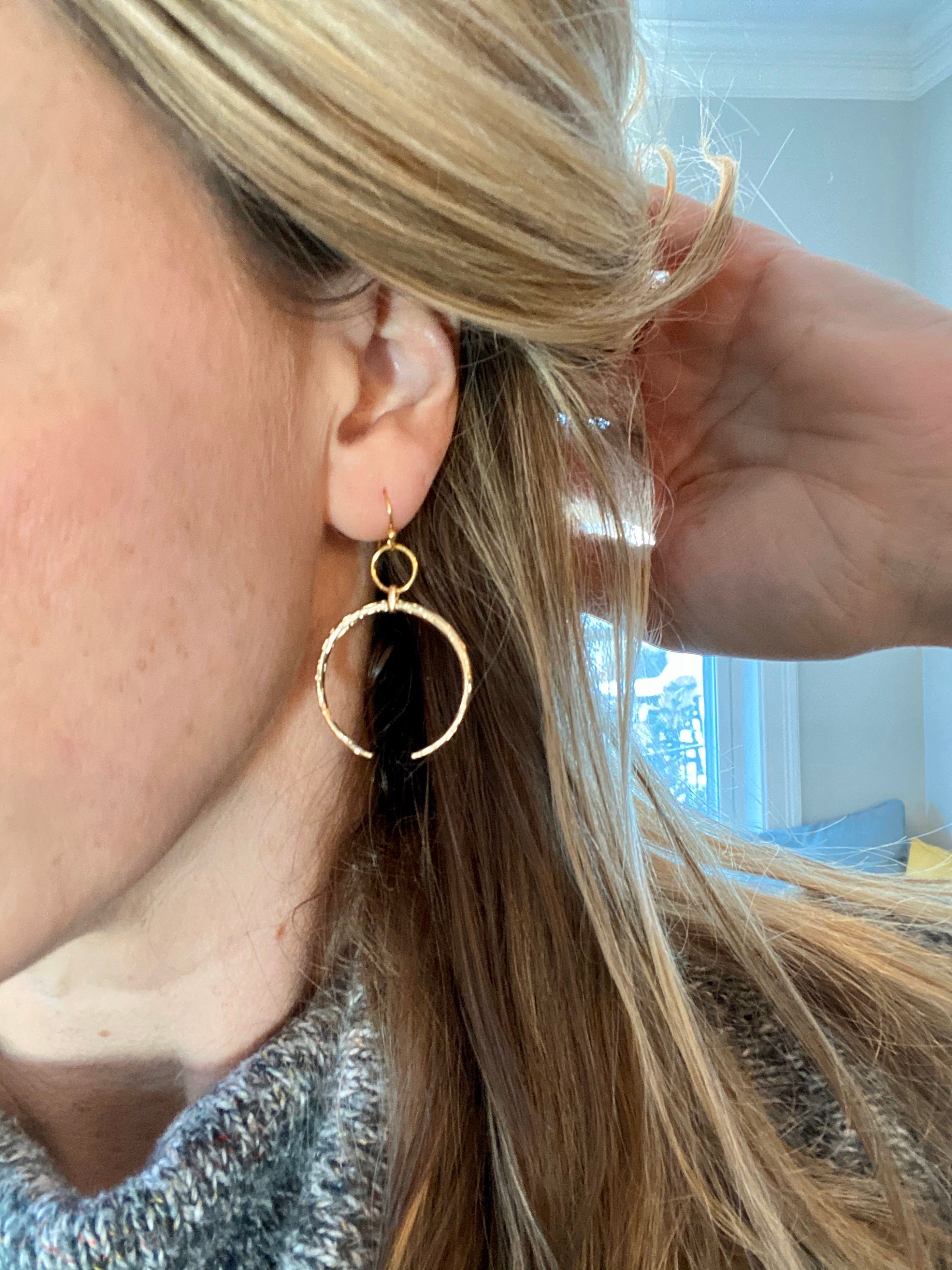 Gold Crescent Moon Earrings / Double Horn Earrings