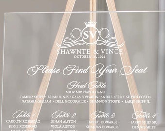 Acrylic Seating Chart, Find Your Seat, Clear Wedding Sign