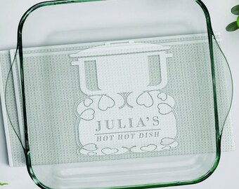 Personalized Casserole Dish, Engraved Baking Pan, Glass Baking Dish