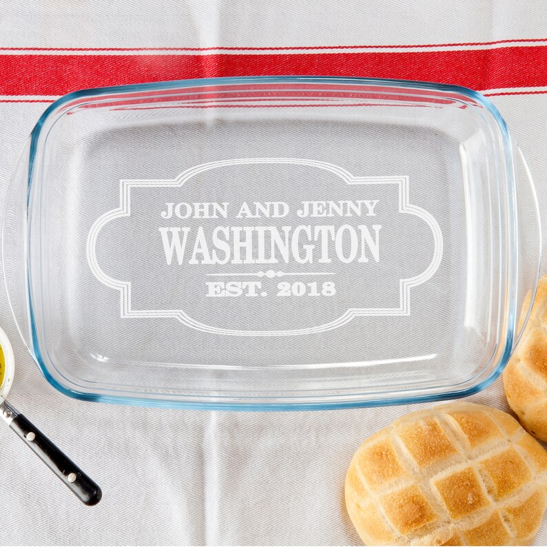 Personalized Casserole Dish Engraved Baking Pan Glass Baking image 5