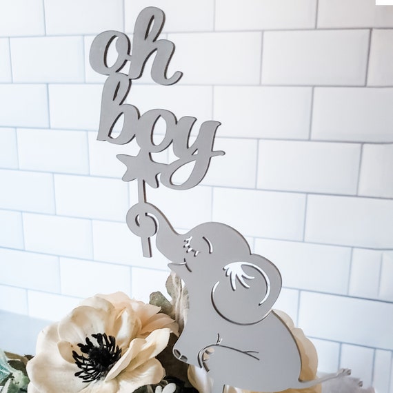 elephant cake topper baby shower boy