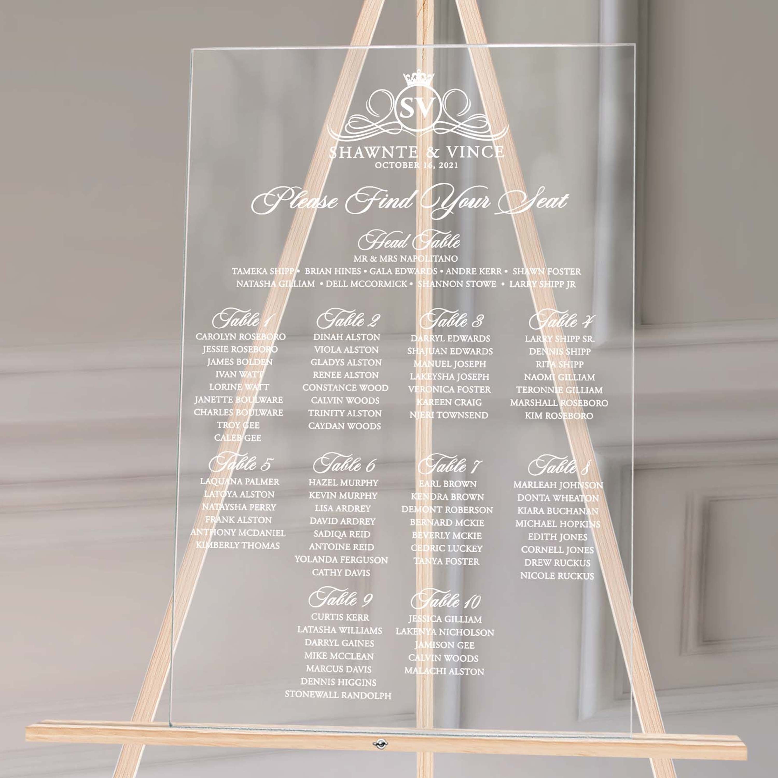 Acrylic Seating Chart Wedding Seating Chart Find Your Seat Sign With 
