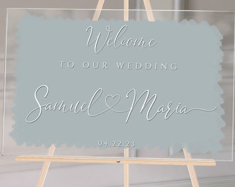 Wedding Welcome Sign, Painted Back Wedding Sign