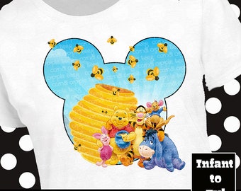 Winnie the Pooh Mickey Head Ears Printable Iron On Transfer or