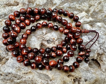 Natural Red Tiger Eye mala 8mm/Buddhist mala prayer beads / 108 beads Tiger Eye healing mala prayer bead