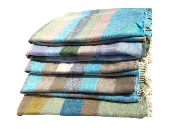 Handmade Himalayan Yak Wool Blanket – Oversized Striped Fair Trade Throw