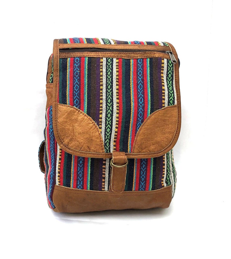 Backpack Fair Trade Backpack Ethnic Backpack Cotton Leather Etsy