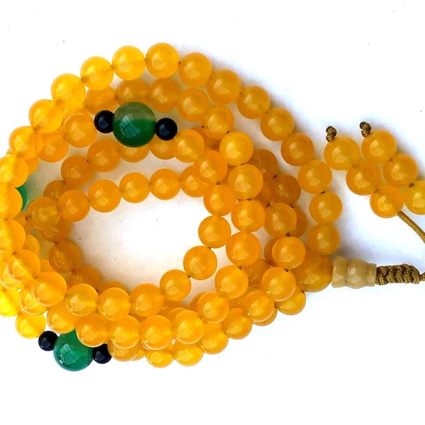 mala 108 prayer beads/ buddhist mala/ healing mala prayer beads/ Topaz 6mm mala beads / healing prayer beads