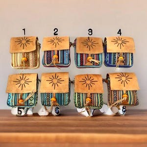 Petit sac,Petit sac à bandoulièreSac de festival bohème fait main - Sac à bandoulière en cuir et coton bio | Porte-monnaie unisexe respectueux de l'environnement | Petit cadeau tribal